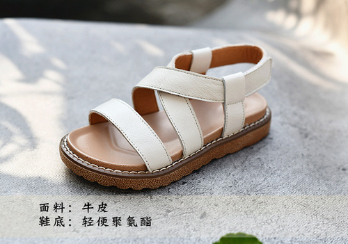 Children's Sandals Girls Genuine Leather Princess Shoes Leather Sandals Korean Style Trendy Shoes Beach Shoes Baby Girls Shoes Summer Style