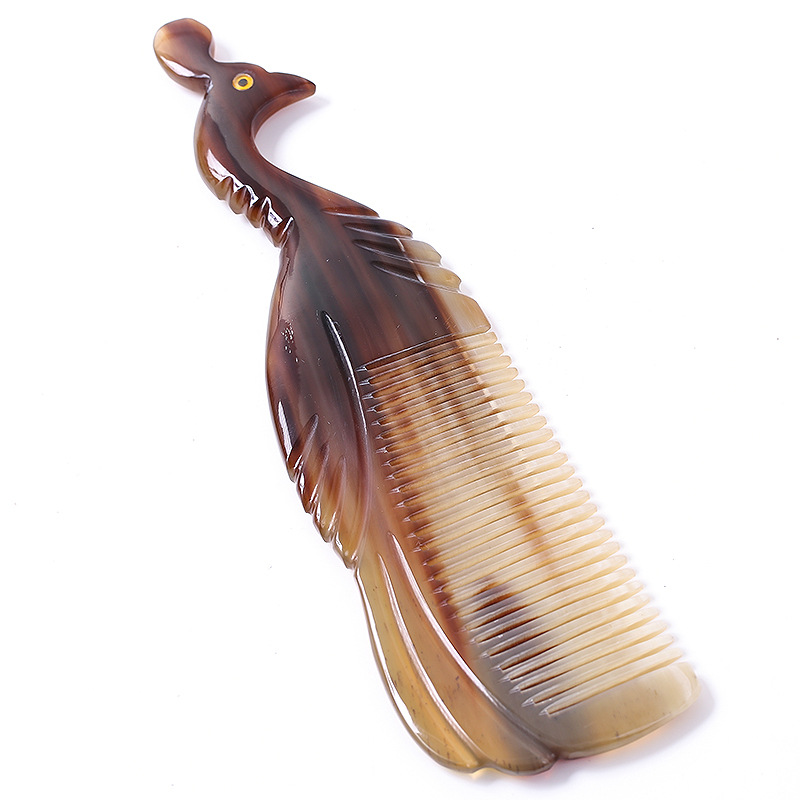 Yellow Horn comb Pure natural quality goods thickening Boutique Gifts Gift box packaging Carved ox horn comb One piece On behalf of