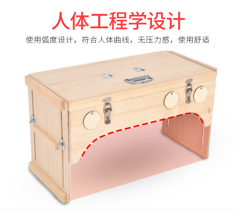 Multi-Position Wooden Moxibustion Box Large Portable Ai Jiu 灸 Warmer for Waist Abdomen and Full Body Home Use in use