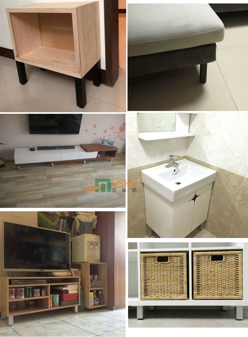 厂家直销柜脚铝合金哑光亮光黑色方形可调加厚浴室柜橱