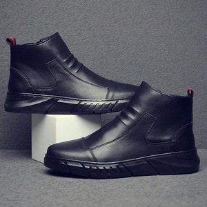 抖音快手新款马丁靴男真皮保暖潮流皮靴子男真皮加绒棉靴一件代发