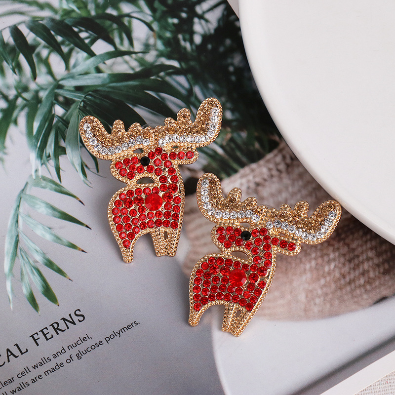 Earrings Female Elk Full Diamond Earrings Christmas Earrings display picture 5