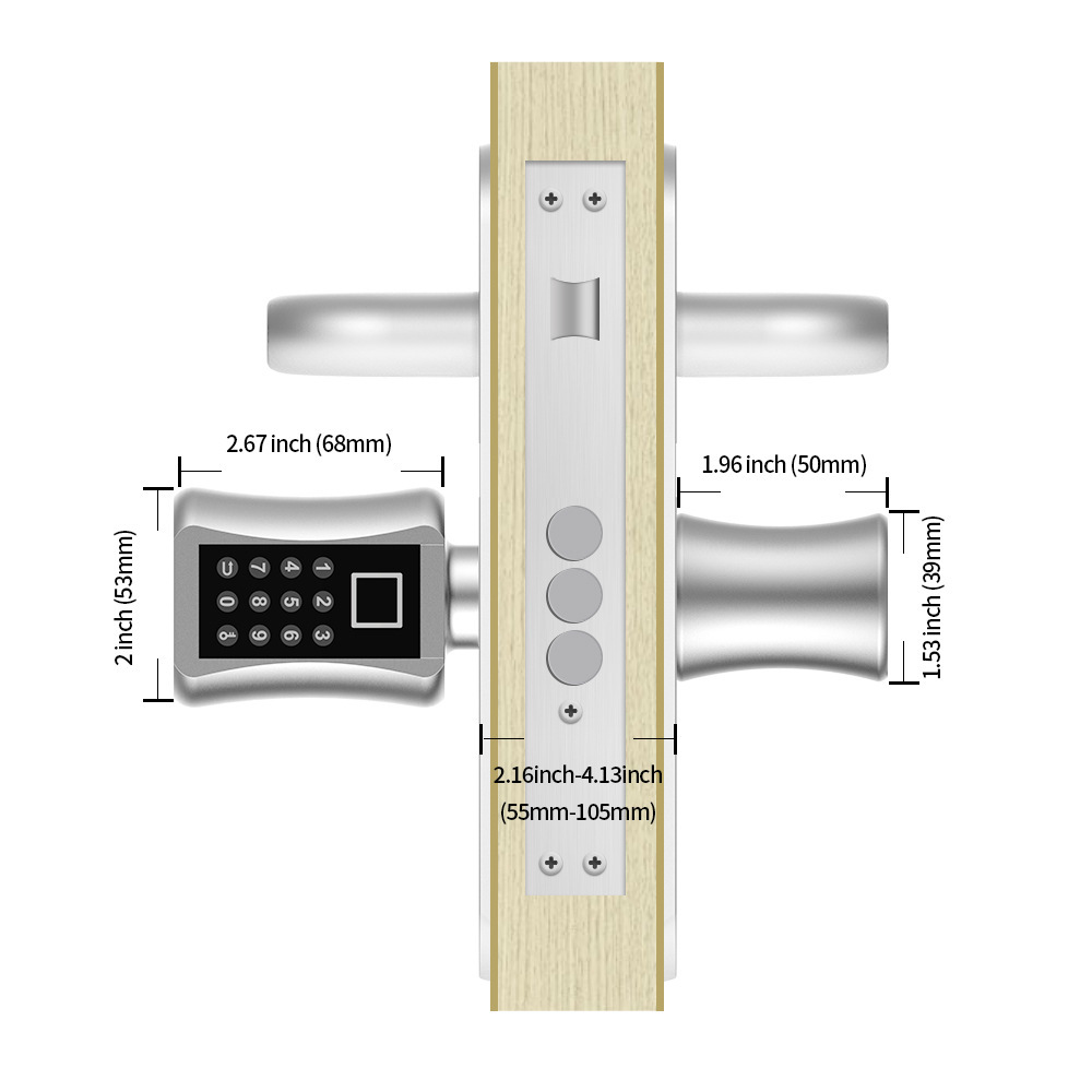 Cross-border e-commerce YL-71 European standard smart lock core, fingerprint, password, key, three-in-one, screenless, with voice lift detail image 3