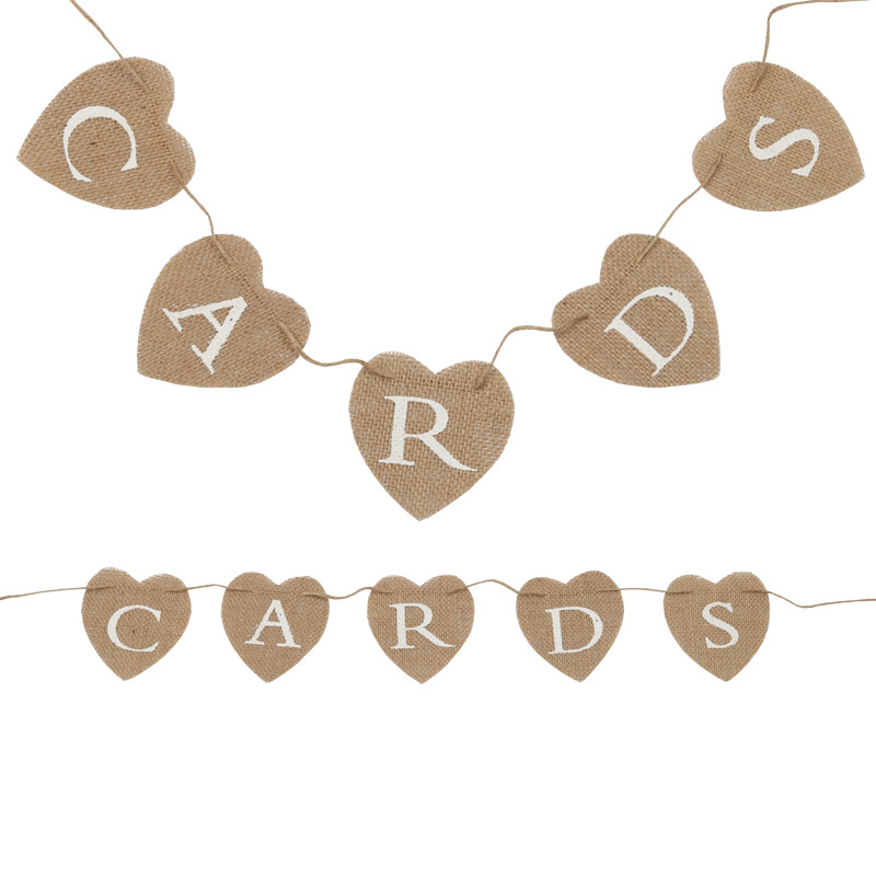 厂家批发 CARDS爱心旗 爱心卡片麻布旗 派对装饰 欧美节日装饰