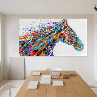 Pure hand-painted abstract colorful horse galloping canvas painting now set decorative oil painting manufacturers Custom Direct hand painting