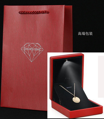 Jiujiufu Exquisite white crown packaging box, gift box with light, silver jewelry earplug accessories