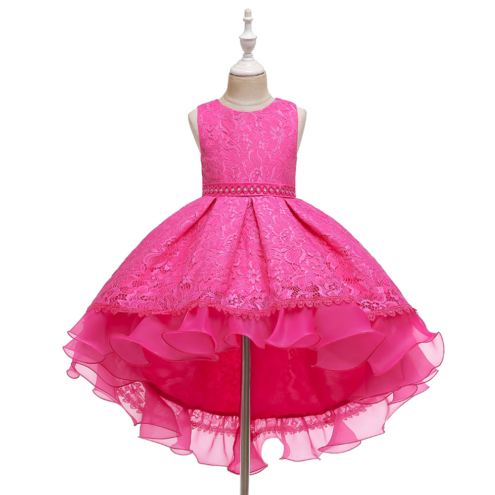 Explosion Models Children's Tail Dress Dress Girls Dress Evening Dress Flower Girl Wedding Dress Kids Wholesale Nihaojewelry display picture 18