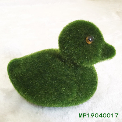 厂家定制 爆款 仿真动物 塑料摆件 吹塑植绒 鸭 园艺 微景观配件|ru