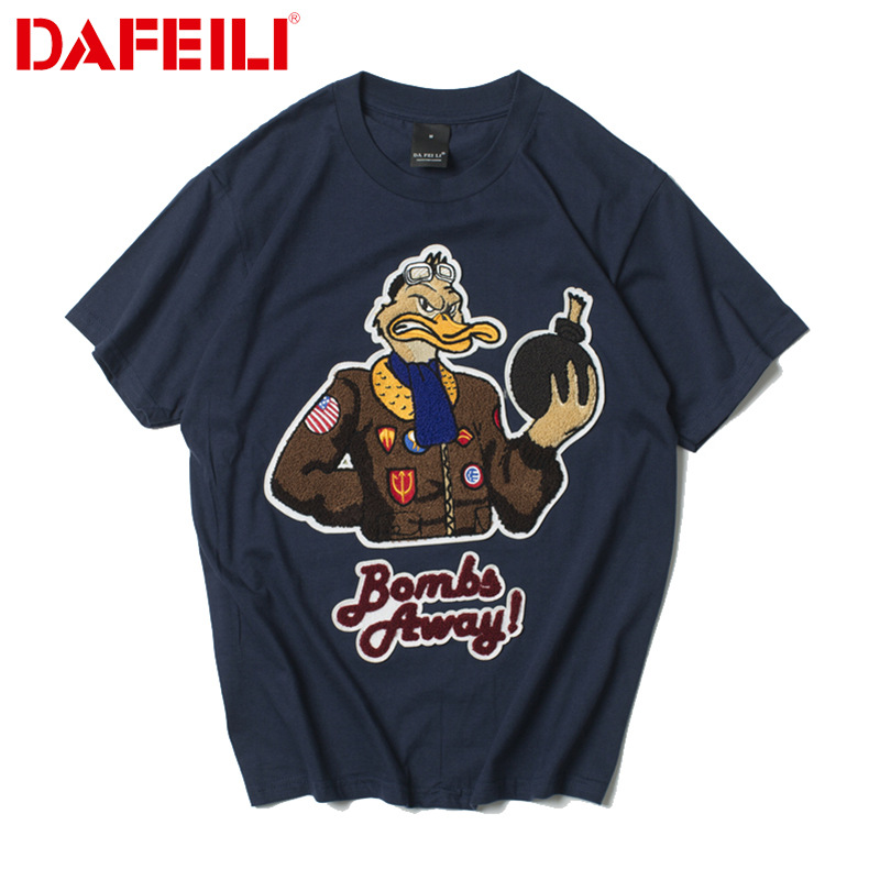 Summer retro cartoon cotton trend T-shirt hip-hop style for men and…