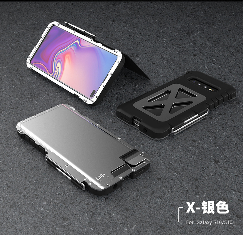 Armor King Iron Man Luxury Shockproof Stainless Steel 360° Rotating Metal Flip Case Cover for Samsung Galaxy S10 Plus & Samsung Galaxy S10