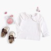 Children's autumn white long-sleeve, top, overall, doll, summer cotton T-shirt, long sleeve, doll collar, 0-3 years