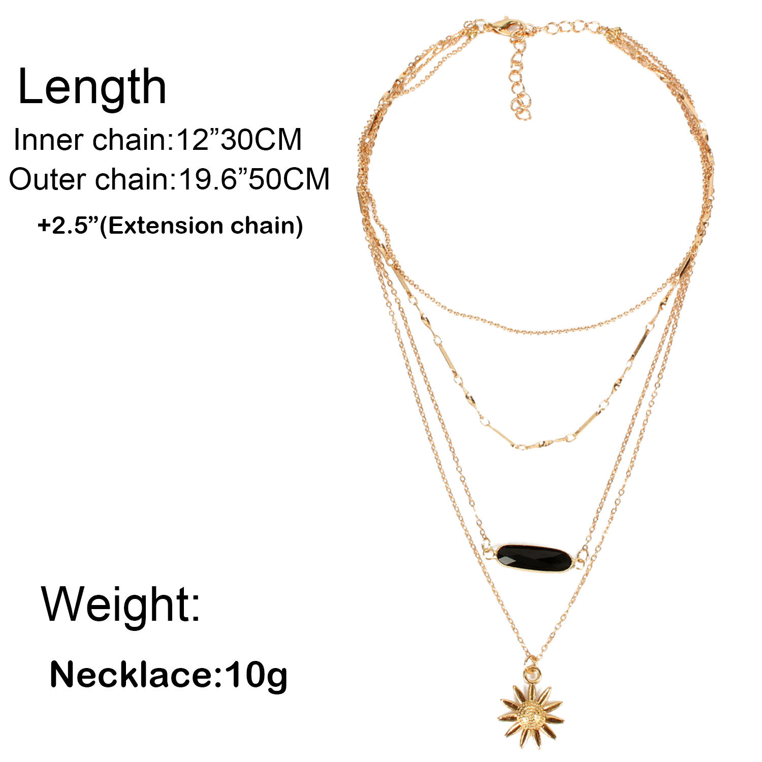 Europäische Und Amerikanische Mode Personal Isierte Accessoires Sonnenblumen Anhänger Mehr Schicht Ige Halskette Weibliche Kette Necklace 12790 display picture 1