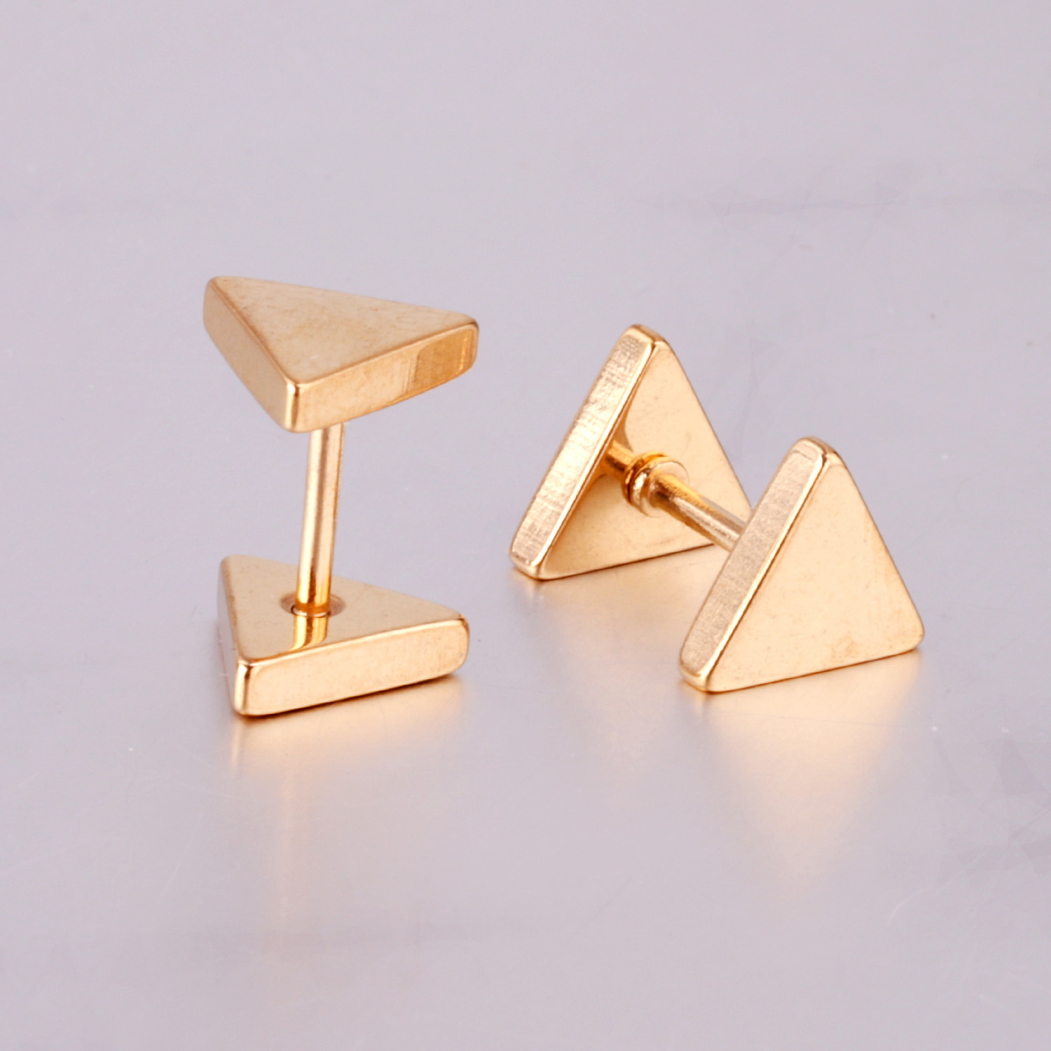 Style Simple Triangle Acier Inoxydable Placage Boucles D'oreilles 1 Paire display picture 7