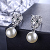 Fashionable universal earrings from pearl, sophisticated design silver needle, silver 925 sample, trend of season