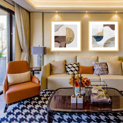 現代簡歐北歐新中式樣板房酒店玄關客廳配畫家居裝飾畫晶瓷畫