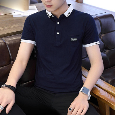 men's wear Korean Edition Self cultivation leisure time Lapel Short sleeved POLO summer pure cotton Half jacket Fight groups