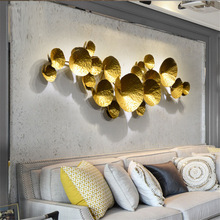 新中式样板房立体荷叶装饰品 酒店玄关创意墙面金属壁挂厂家