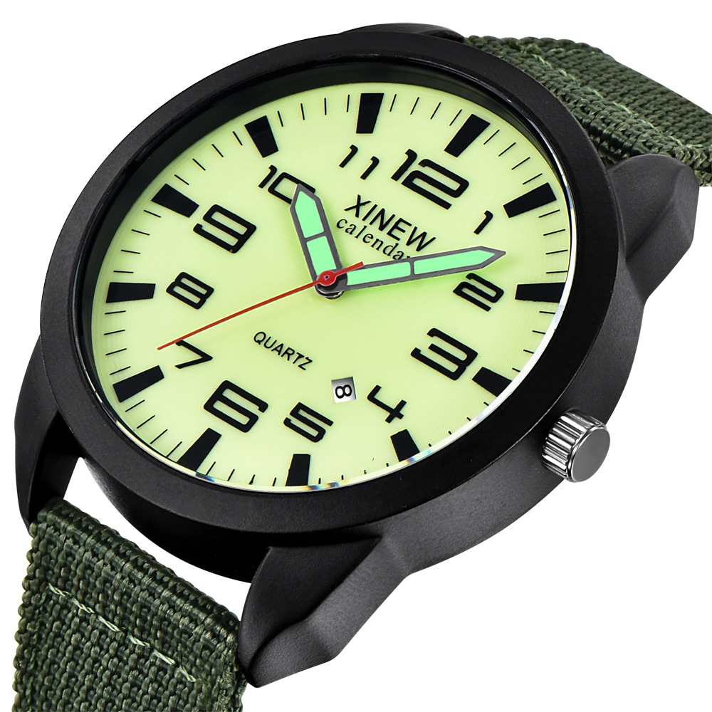 Xinew Brand Men's Watch Ebay Nylon Belt Sports Watch Men's Foreign Trade Calendar Quartz Watch Special Wholesale Military Watch