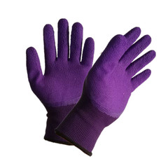 雙峰澤瑞乳膠皺紋手套 透氣發泡王塗膠手套 紫色膠皮勞保手套