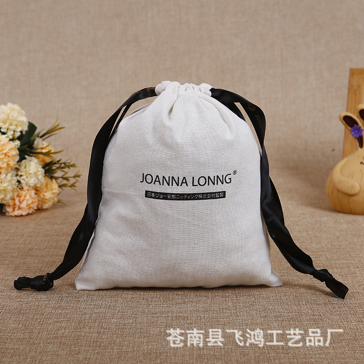 棉布束口小布袋定制 拉抽绳袋子 手绘DIY帆布饰品收纳袋定做logo