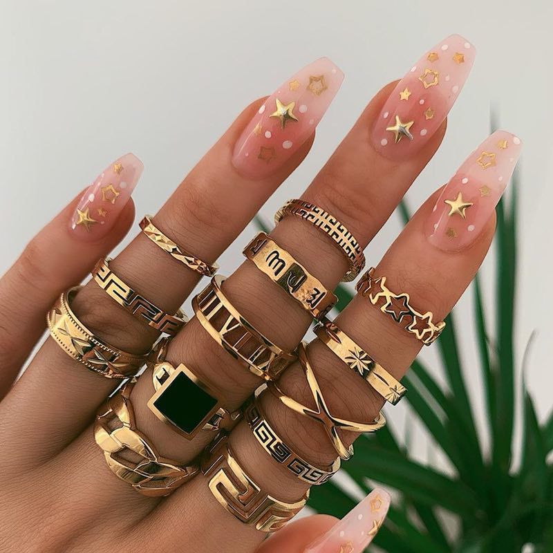 Set de anillos punk metálicos, estilo europeo y americano, 13 piezas