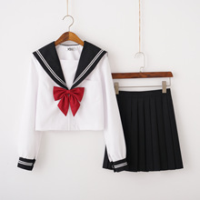 黑领白二本基础款正统JK制服定位线裙日本校服水手服学院风