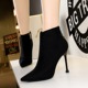 663-1 Slender pointed suede boots for women at retro fashion banquets in Europe and America