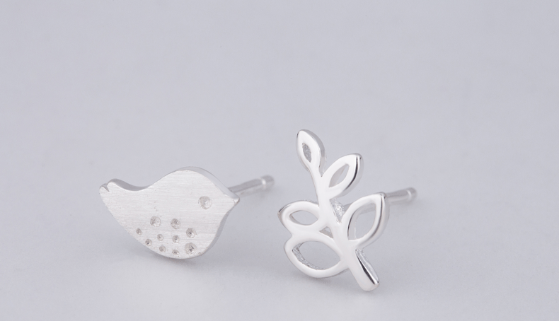 S925 Sterling Silver Earrings Bird Branch Tree Tremella Earrings Korean Fashion Earrings Olive Branch Earrings display picture 1