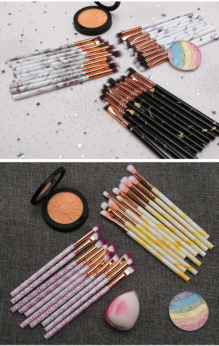 10-Piece Marble Eye Makeup Brush Set