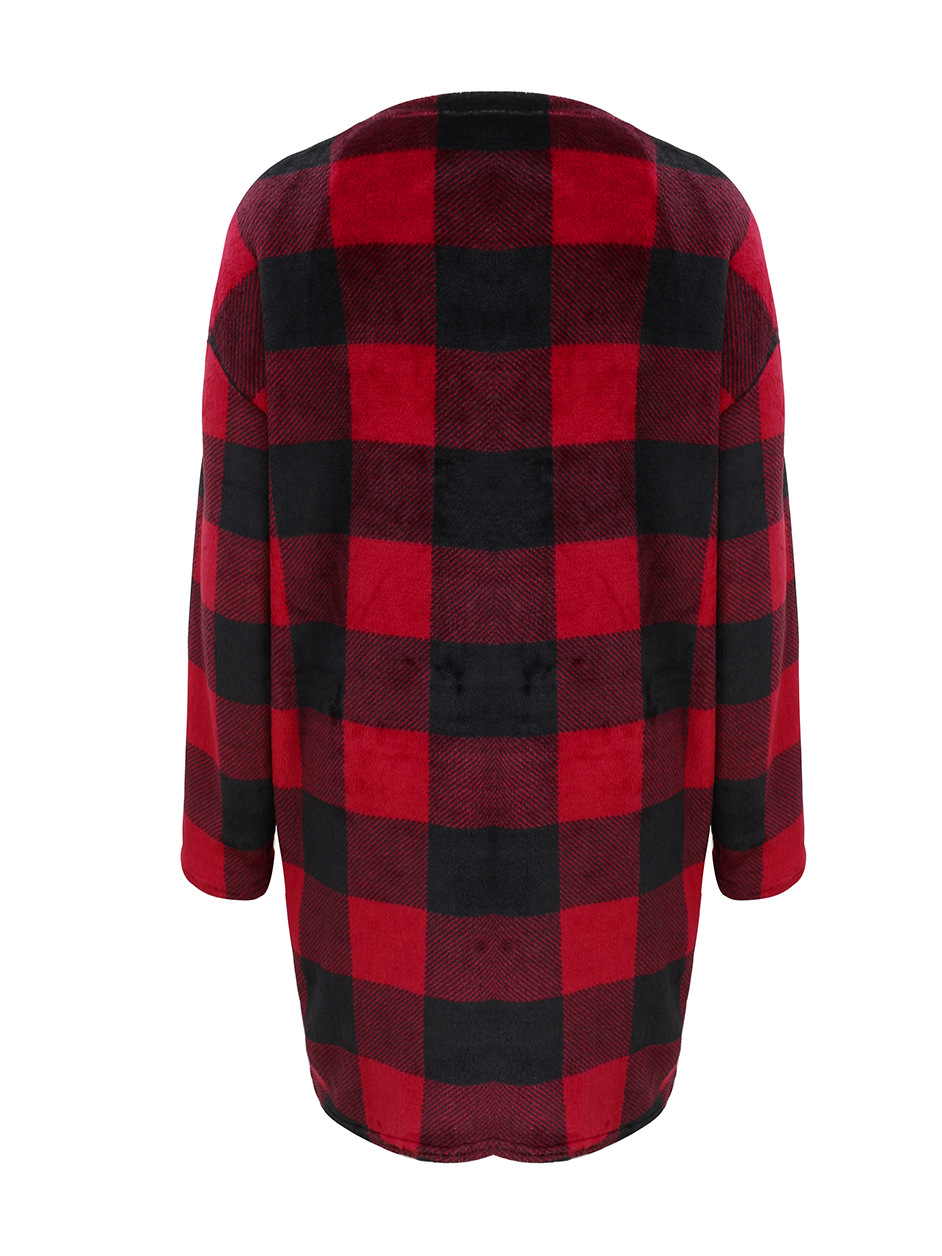 Contrast Plaid Long Sweater NSAL10198