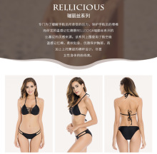 交叉带性感显瘦上托分体女士泳装聚拢效果比基尼游泳衣