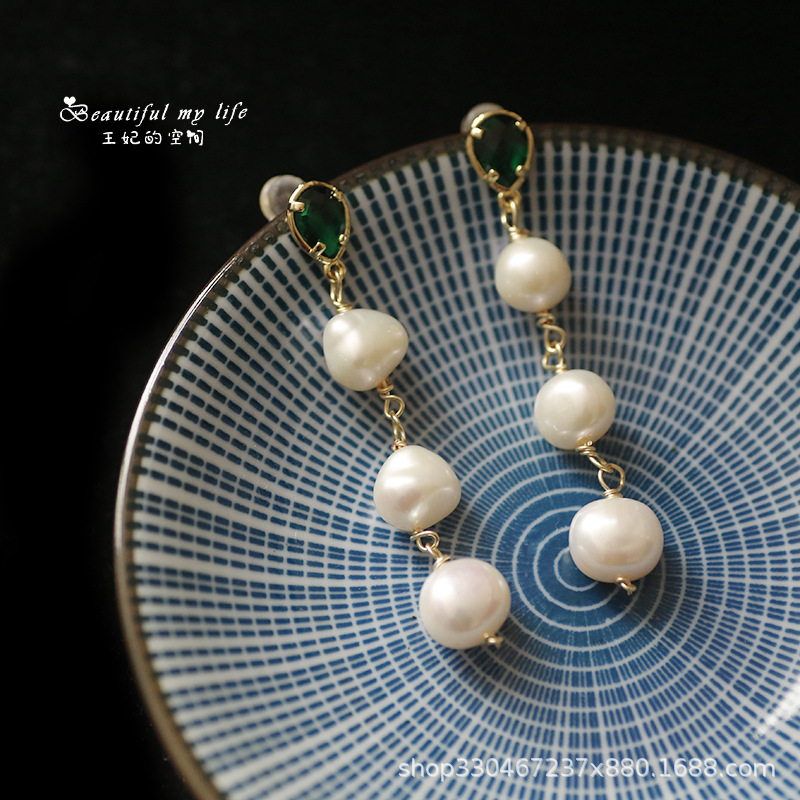 RIVD Jewelry Freshwater pearls lady fashion Earrings 14K Golden Gem Pearl Ear Studs 7008i