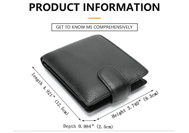 Ví nam da bò thật chống từ RFID dạng ngang nhiều ngăn đựng thẻ — Cà phê dầu, Màu đen, 8610 màu đen chi tiết 13
