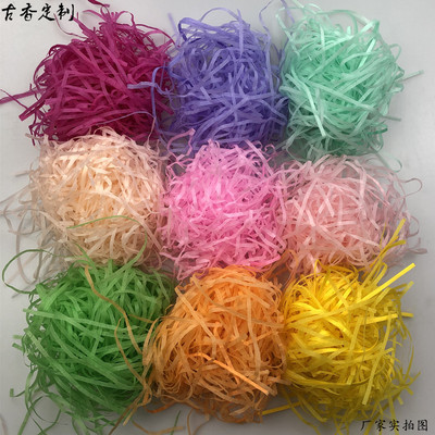 厂家批发3mm纸丝多色拉菲草礼品盒填充物折皱纸丝常规纸丝 纸丝