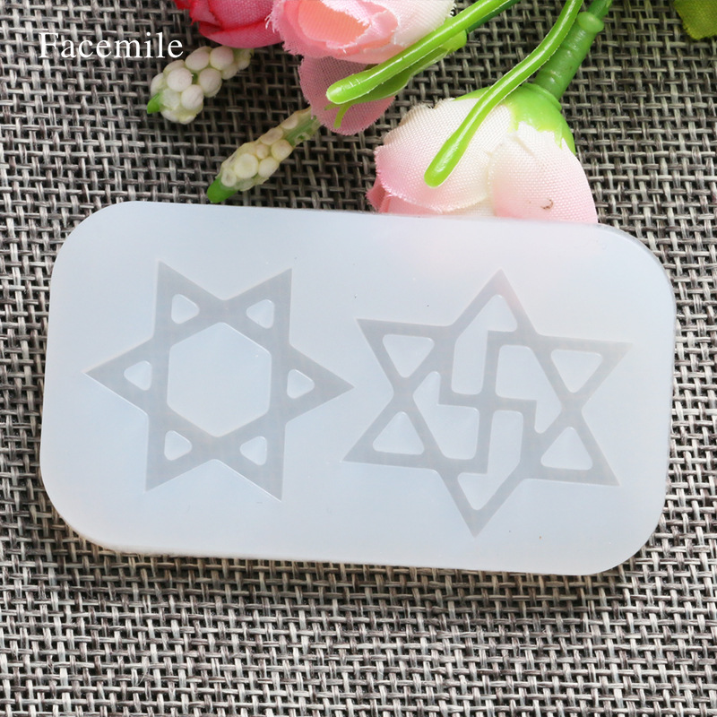 水晶滴胶带孔六芒星小星球模具 透明水晶滴胶模具