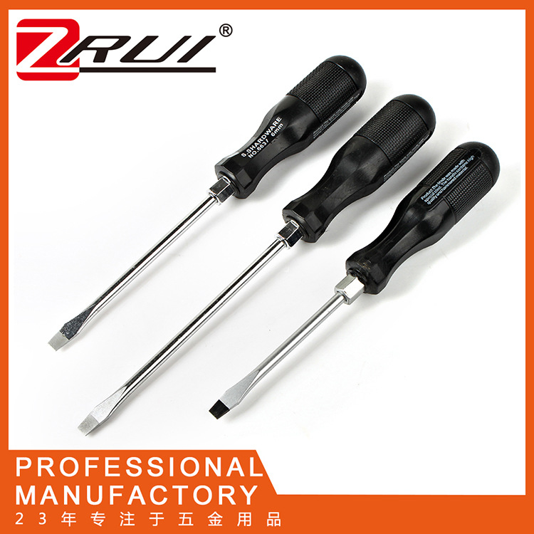 Monocromo PVC a prueba de aceite de mango destornillador hogar herramientas de reparación industrial Cruz palabra ciruela destornillador