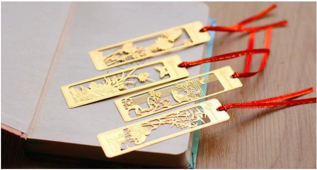 Корейская канцелярия креативная мини-металлическая закладка Meilan бамбук хризантема классическая закладка