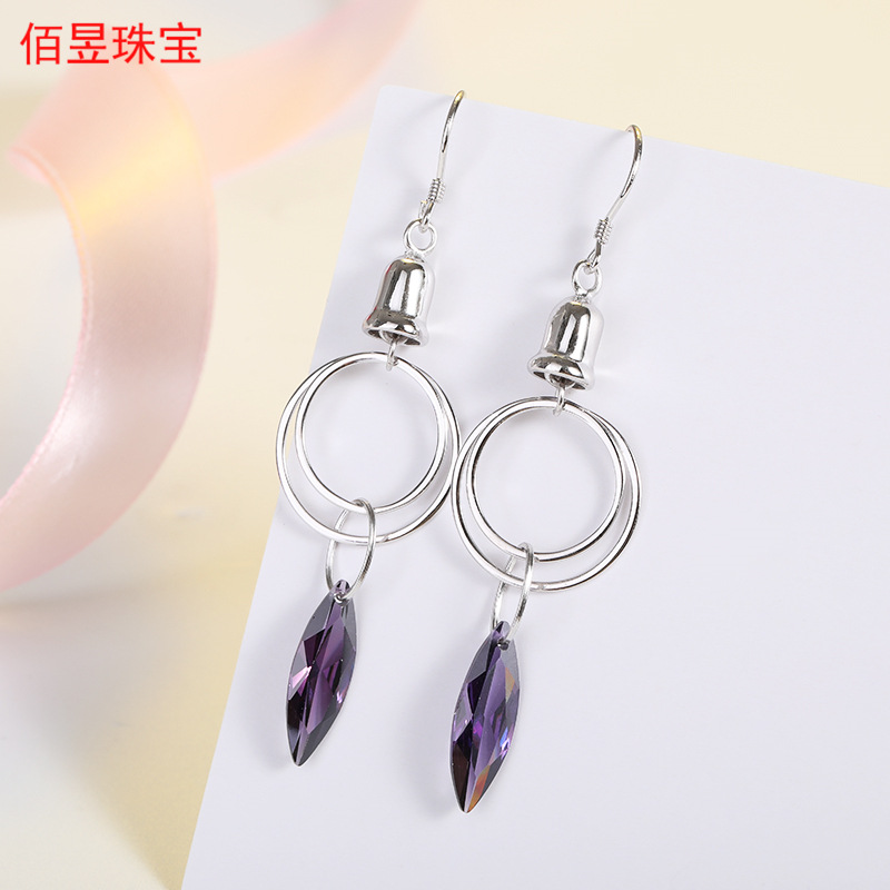 厂家直销纯银S925铃铛耳环女潮个性时尚百搭圆环锆石耳环新款耳饰