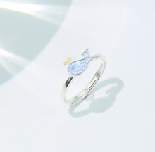 新势力镀银小鲸鱼戒指女韩版甜美海豚戒指可爱小鱼戒指指环女
