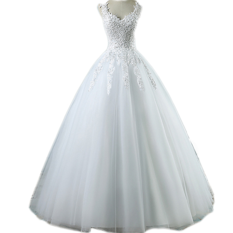 Foreign Trade Wedding Dress 2025 New Floor-Length Bridal Lace Sexy Slim Shoulder Pearl Style Simple Travel Photography