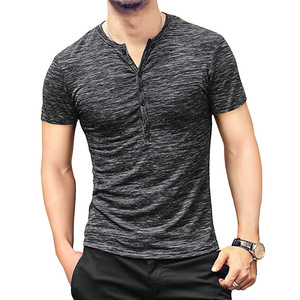 Summer cation short sleeve men’s T-shirt Henry neck slim men’s wear