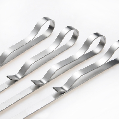 Wholesale factory 10 pieces of thick stainless steel barbecue skewers, barbecue skewers lamb kebab BBQ barbecue needles barbecue flat skewers