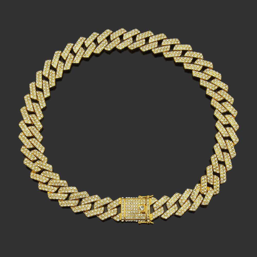 Hip Hop Menu0027s Cuban Chain Necklace Three-dimensional Rhombus Thick Chain