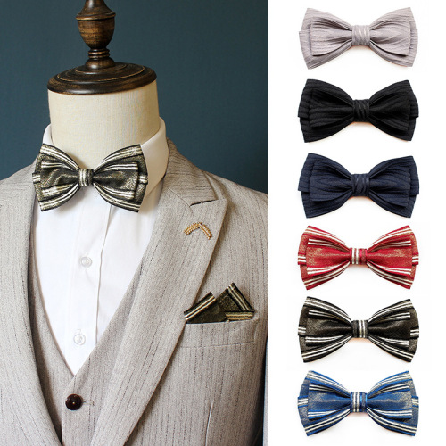 [Factory Direct Sales] Men's Bow Tie Pocket Square Set Groom and Groomsmen Wedding Bow Tie Flower 12*6cm