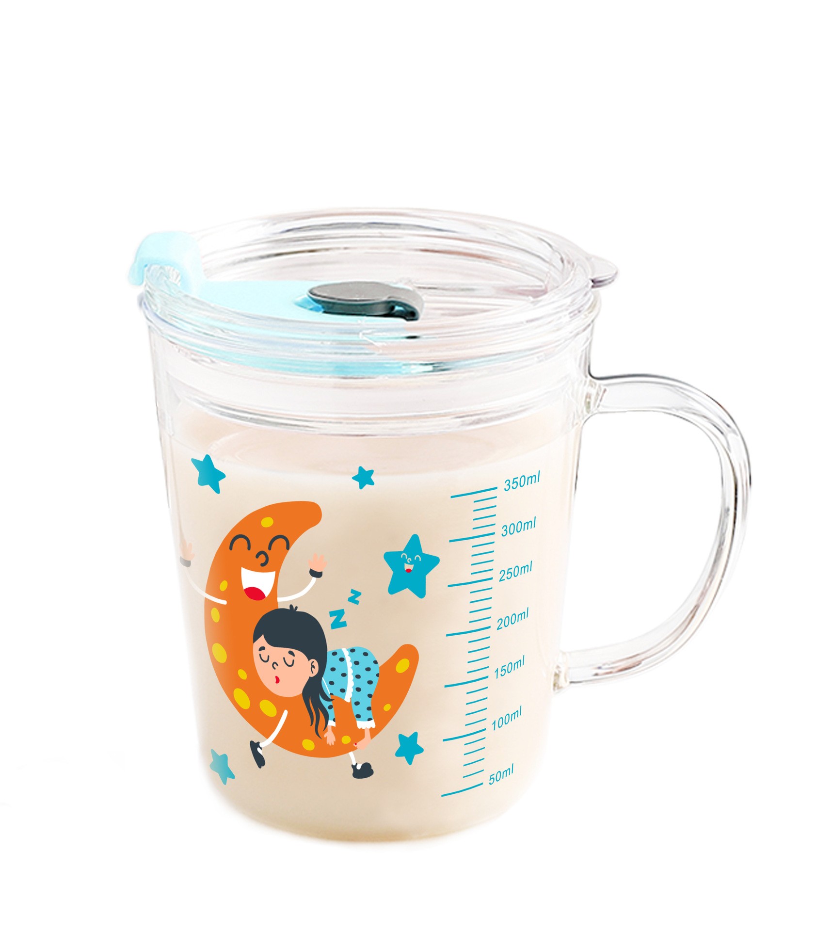 星星月亮 图案 高温花纸 玻璃早餐杯花纸