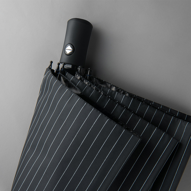 厂家直销条纹商务全自动晴雨伞两用折叠 简约时尚遮阳防晒太阳伞