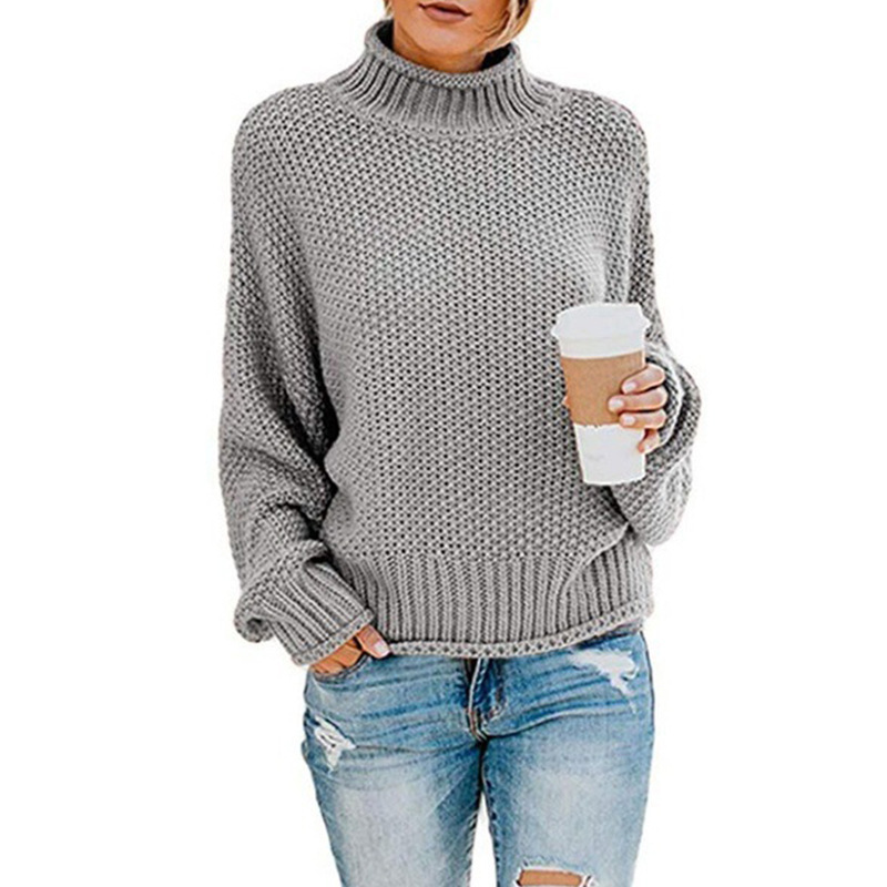 Suéter de Punto Holgado con Cuello Alto para Mujer, Otoño/Invierno 2025, Nuevo en Amazon y Wish, Estilo Europeo y Americano
