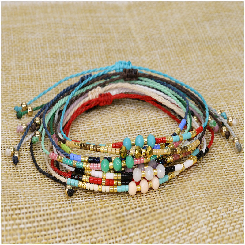 3g Weight Drawstring Bracelets Classification 1 Piece Quantity Holiday, Daily Occasion Artificial Crystal, Seed Bead, rope Material Geometric Pattern Women's Gender Retro Style Retro Geometric Artificial Crystal Seed Bead Rope Women's Drawstring Bracelets 6