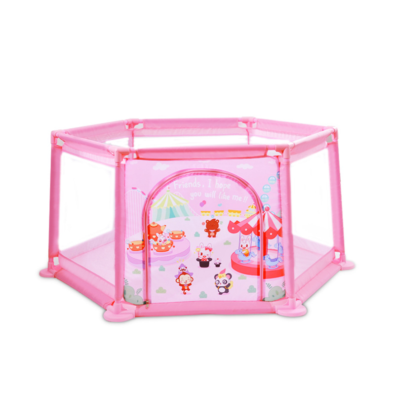 兒童圍欄嬰兒卡通遊戲圍欄寶寶爬行防護安全護欄學步柵欄壹件可發