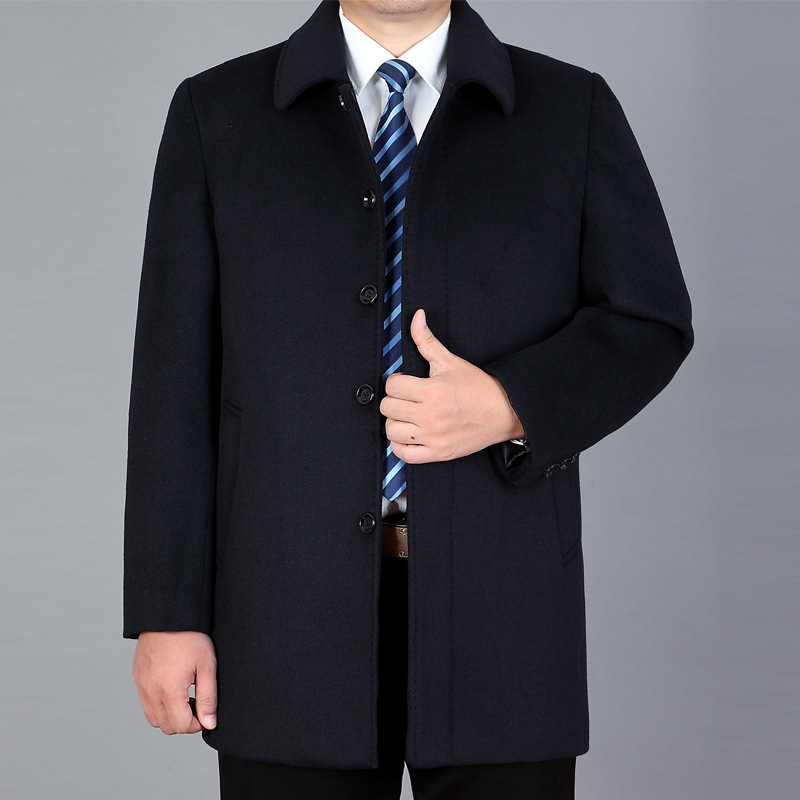 春秋季羊毛大衣毛呢外套男士中長款加厚韓版風衣寬松呢子休閑潮